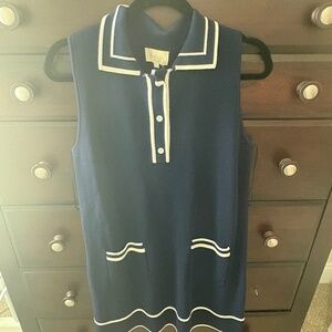 Size M Entro Navy/White Polo Sweater Dress with Pockets - NEVER WORN